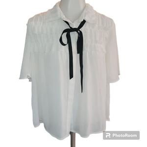 Women's Zara White Ruffle Blouse Size S